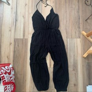 Sexy black halter jumpsuit